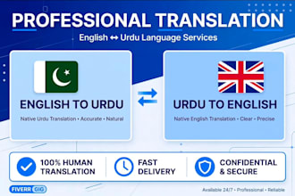 translate english to urdu and urdu to english professionally