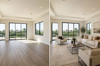 create realistic virtual staging for real estate photos and listing