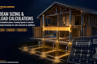 create structural design, beam sizing, load calculations and plans