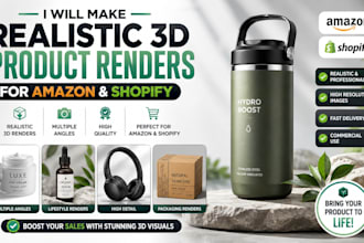 make realistic 3d product renders for amazon and shopify