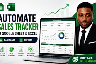 automate sales tracker in google sheet, excel sheet with dashboard and reports