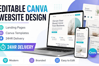 design editable canva website, landing page, canva templates design in 24hrs