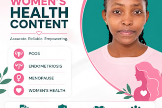 write about pcos, endometriosis, menopause and women health