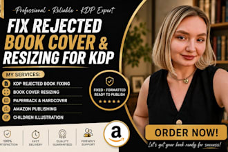 fix rejected book cover, resize book, paperback or  hardcover book for amazon