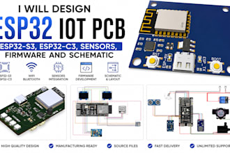 design esp32 iot pcb, esp32 s3, esp32 c3, sensors firmware and schematic