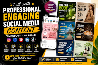 create engaging social media content for your business posts,carousel, stories