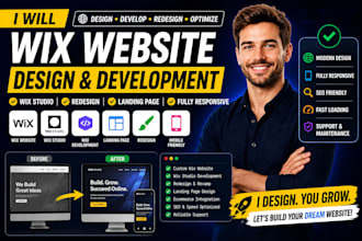 build wix website design, wix development, wix studio, redesign landing page