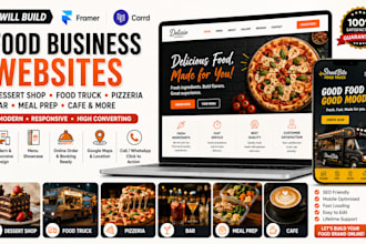 design dessert shop food truck pizzeria bar meal prep cafe carrd framer website