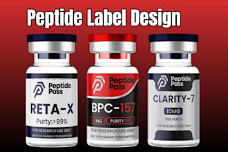 design peptide, sarms, supplement, vial and cosmetic labels