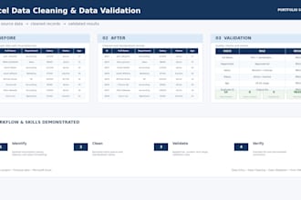 do excel data entry, data cleaning and data validation