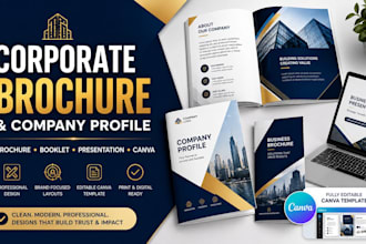 design corporate brochure company profile booklet presentation canva template