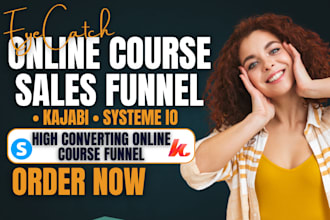build online course sales funnel in kajabi or systeme io sales page landing page
