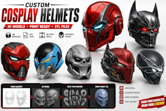 design custom 3d cosplay helmets, wearable helmets and stl files