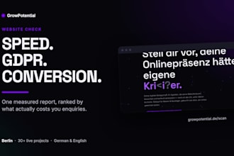 check your website for speed, gdpr and conversion in one clear report
