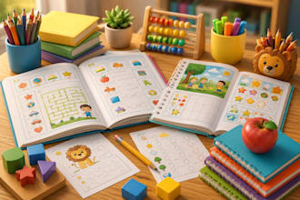do worksheet and workbook design for teachers,courses,and kids activities
