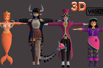 create custom vrchat avatar, furry anime vtuber vrm 3d model PC quest