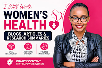 write women health blogs, articles and research summaries