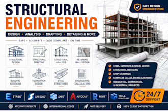 structural design analysis, structural drawings, retaining wall foundation
