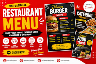 design restaurant menu food truck menu catering menu food flyer cafe menu bakery