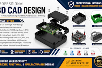 3d cad design for snap fit product plastic injection mold pcb enclosure printing
