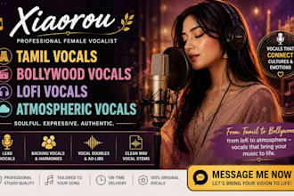 sing tamil vocals, bollywood vocals, lofi vocals, atmospheric vocals