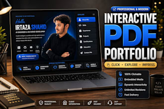 design a professional student and personal interactive PDF portfolio