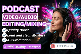 do professional podcast video editing, audio cleanup, and riverside editing