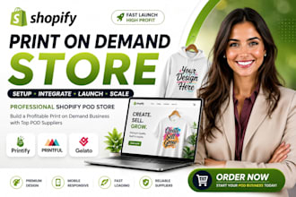 setup shopify print on demand store, printful printify gelato shopify pod