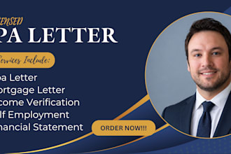 prepare a CPA verification letter for income, mortgage, or business