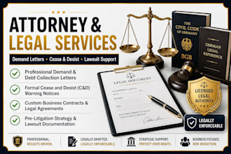 prepare demand letter, cease and desist, legal agreement to your needs