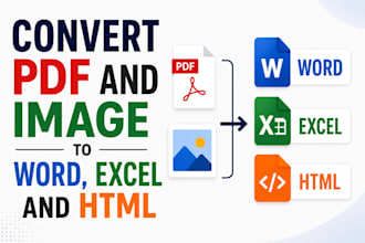 convert  PDF and image to word excel and HTML