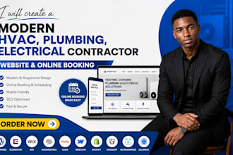 create a modern hvac, plumbing, electrical contractor website, online booking