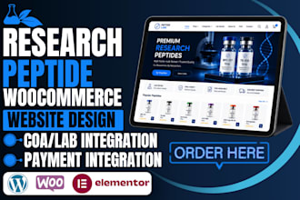build a research peptide woocommerce website with coa