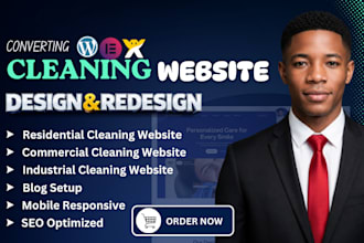 design and redesign  cleaning service, house cleaning, office cleaning website