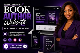 design an author website, book website or ebook landing page wix author website