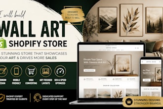 build wall art website printable wall art store print on demand shopify store