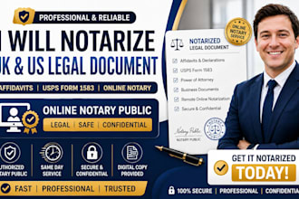 notarize UK US legal document online for affidavits usps form 1583