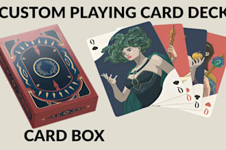 custom playing cards 52 card deck poker tarot card game illustration card box