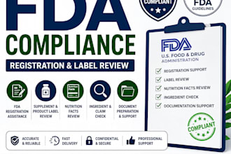 assist with fda compliance, fda registration and product label review