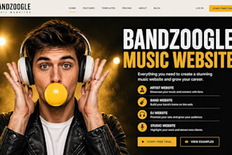 design redesign bandzoogle website, music website, mersh, store, djwebsite
