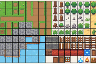 do pixel art tileset,  pixel art backgound, game map, tilemap, pixel tileset