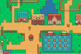 isometric pixel art, 2d top down, tileset, tile map, game map, pixel art tileset