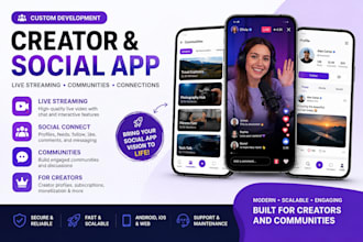 build a creator social app, live streaming app and community platform