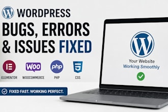 fix wordpresss bugs, errors, elementor, woocommerce, php, css wordpress problems