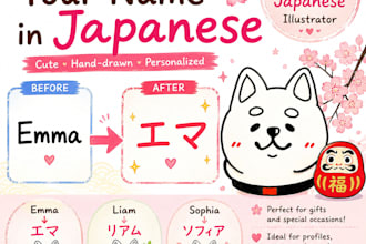create a cute japanese illustration with your name or favorite japanese word