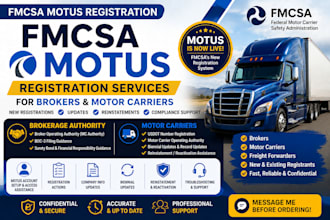 assist with fmcsa motus registration for brokers and motor carriers