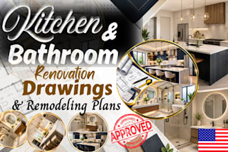 create kitchen and bathroom renovation drawings and remodeling plans