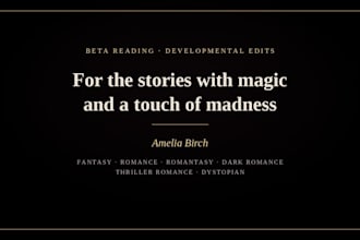 developmental edit your romantasy and dark romance novel