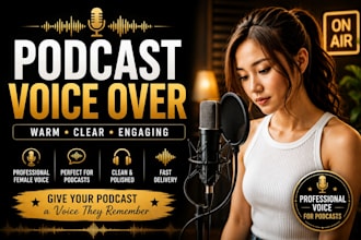 record a professional female voice over for your podcast intro