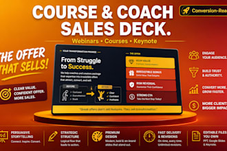 design course, webinar, and coach sales pitch decks in PPT or keynote